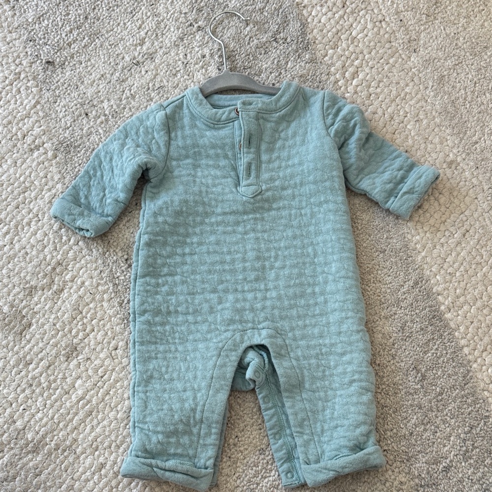 Janie and Jack Teal Quilted Footie